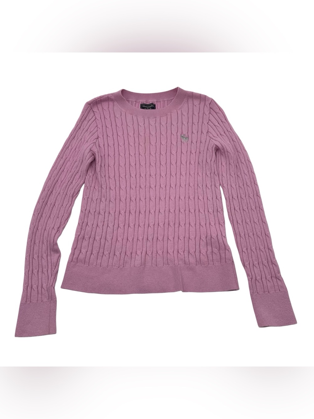 Vtg Y2k 2000s Abercrombie & Fitch Pink Cable Knit Crewneck Sweater Womens Sz Med